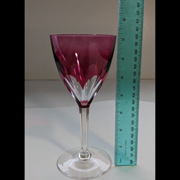 Vintage Mid Century Val St Lambert Crystal Wine Glass Cranberry Red 3 1/4 diam. - Picture 2 of 9